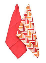 Danube Home 2-Piece Geometric Kitchen Towels Set, Red