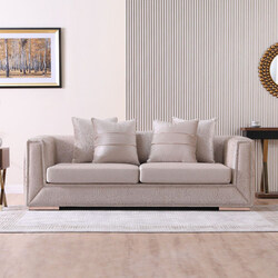 Danube Home Bonita 3 Seater Fabric Sofa, Gold