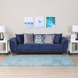 Danube Home Ada Fabric 3 Seater Sofa, Blue