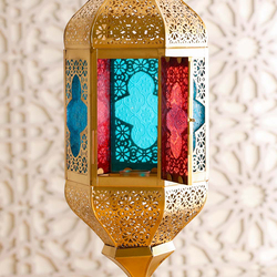 Danube Home Sahara Middle Eastern Islamic Hanging Lantern, Multicolour