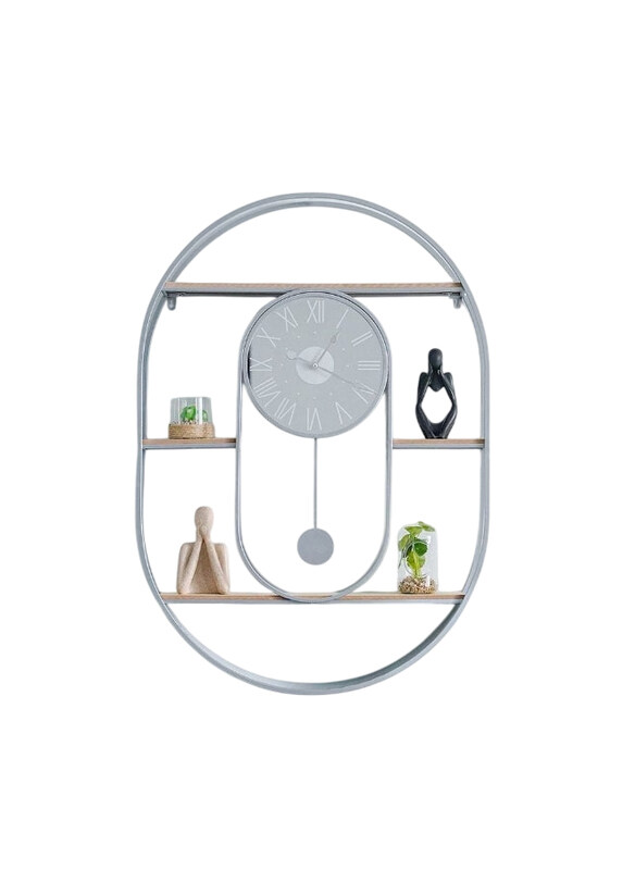 

Danube Home Cambridge Wall Clock with Wooden Stand, Silver