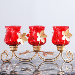 Danube Home Arianna Votive Floral Decorative Holder, Red/Gold