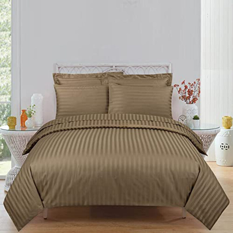 

Danube Home 10-Piece Satin Stripe Comforter Set, King, Brown