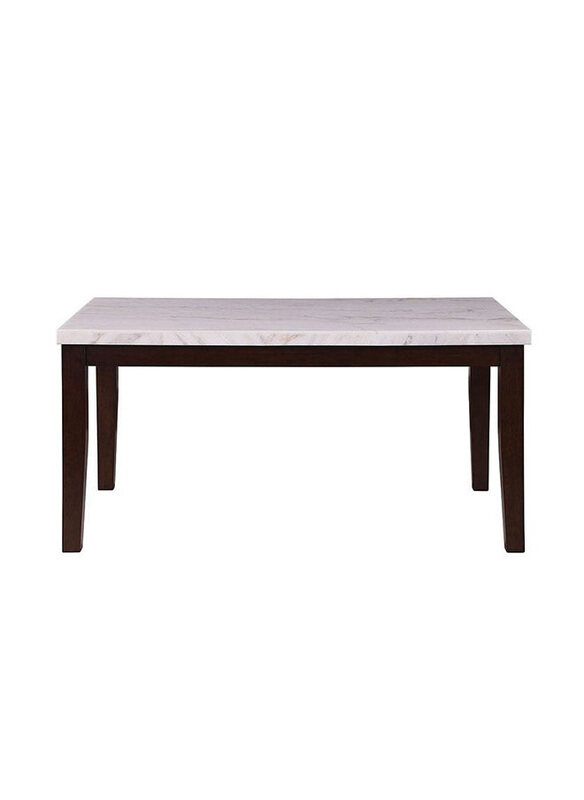 

Danube Home Brody Marble Strong & Sturdy Rectangular Dinner Table with 6 Chair, White/ Dark Walnut