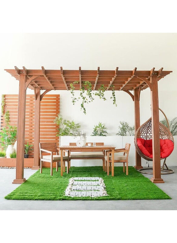 

Danube Home Hiba Wooden Single Slat Pergola, Brown