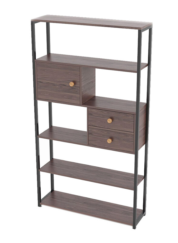 

Danube Home 5-Tier Vincenzo Book Shelf Cabinet with Drawers, Walnut