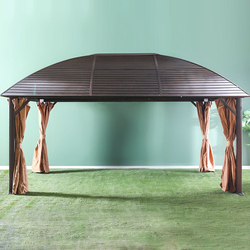 Danube Home Montero Gazebo Aluminium Frame Metal Roof with Curtain Weather Resistant Garden Party Tent, Brown