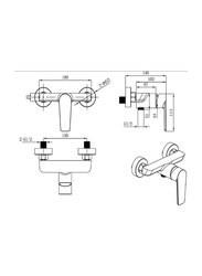 Danube Home Milano Calli Wall Mounted Shower Mixer with Brass Rain Shower Single Handle Faucet & Handheld Spray, Chrome