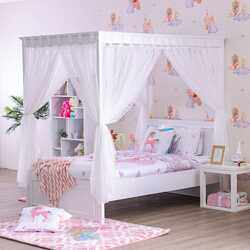 Danube Home Elit Poster Kids Bed with Textile, White