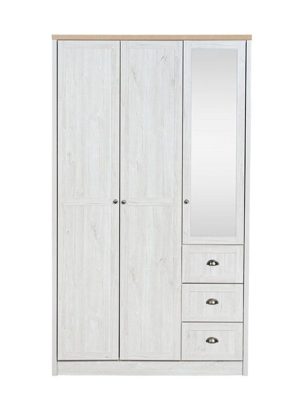

Danube Home Cambridge 3 Door Wardrobe With 3 Drawers And Mirror, Oak/White
