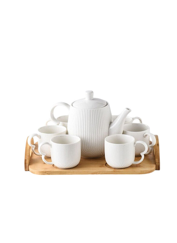 

Danube Home 8-Piece Princess Porcelain Bamboo Elegant Tea Set, White