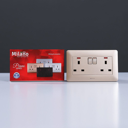 Danube Home Milano 13A Twin Socket with Switch & Led Indicator, Gold