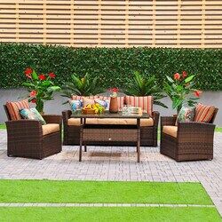 Danube Home Marietta 5 Seater Sofa Set, 4 Pieces, Brown