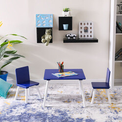 Danube Home Toddler 1+2 Kids Table and Chair Set, Blue