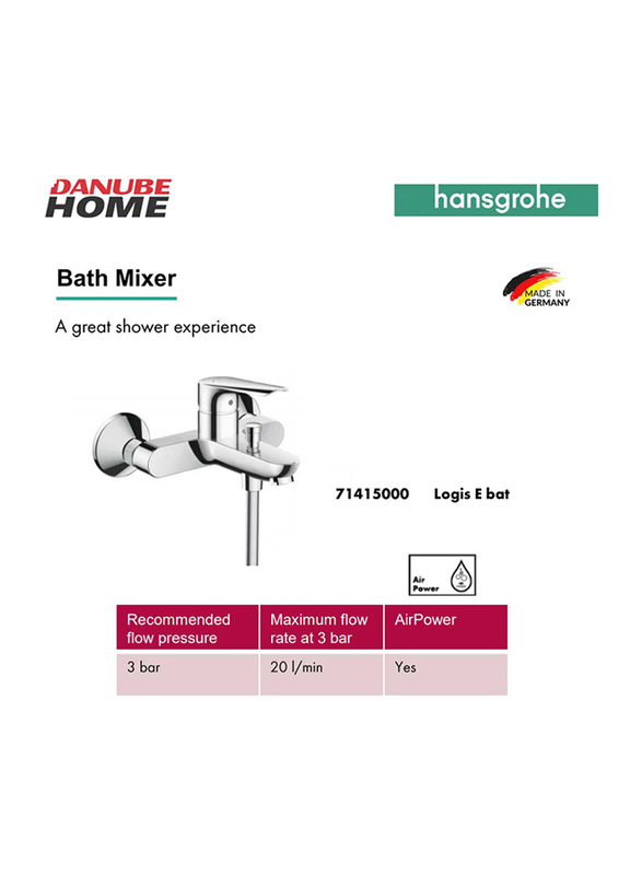 Danube Home Hansgrohe Logis E Bath Mixer for Exposed Installation, Chrome