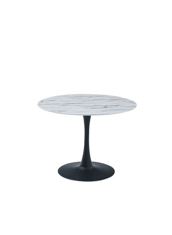 

Danube Home Niha 4 Seater Round Glass Strong & Sturdy Modern Design Dining Table, White / Black