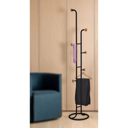 Danube Home Thammuz Free Standing Metal Coat Rack with Modern Hooks, Black