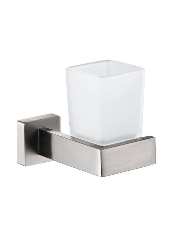 

Danube Home Milano Maris Thumbler Holder Square Brushed Nickel, Chrome/White