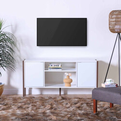 Danube Home Tarsus TV Cabinet for up to 55 Inches TV Entertainment Modern Design Wall Unit, White