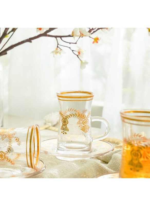 

Danube Home 12-Piece 110ml Jannat Istikan Set, Clear/Gold
