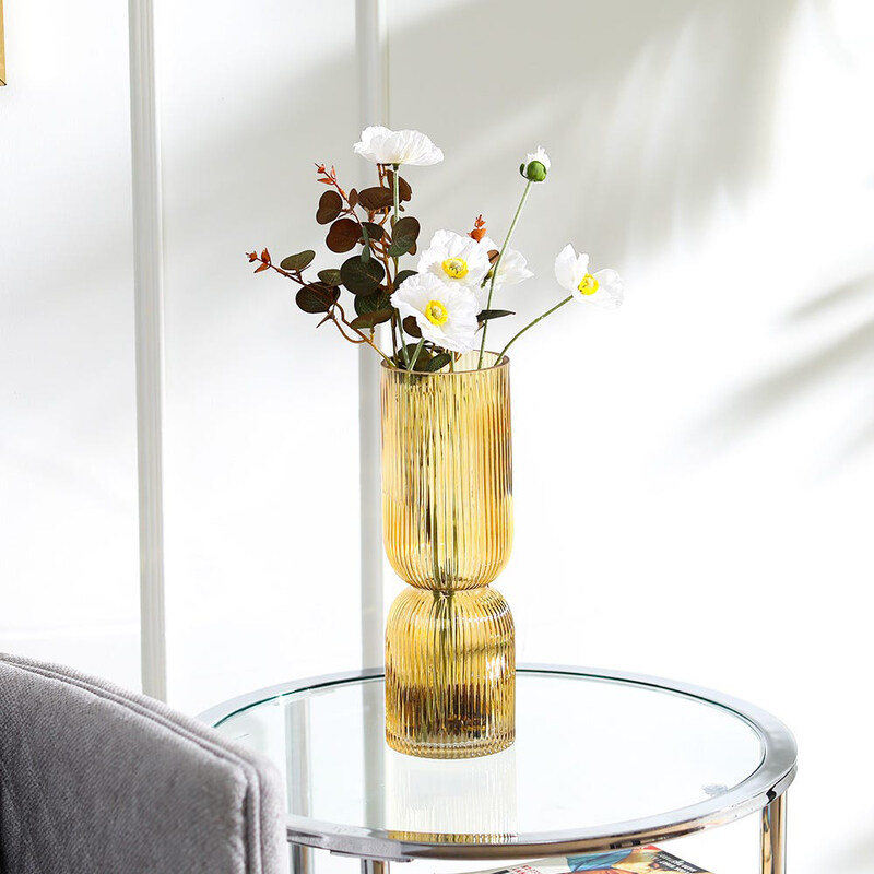 

Danube Home Kiyan Glass Flower Vase for Centerpieces, 10 x 10 x 31.5 cm, Yellow