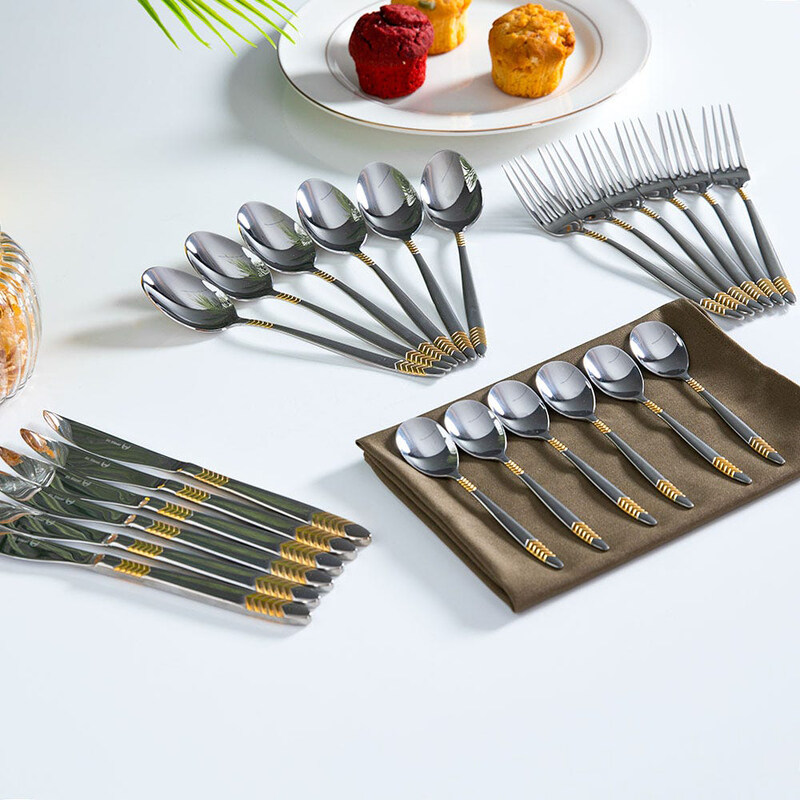

Danube Home 24-Piece Tennessee Cutlery Set, CS 50002, Gold