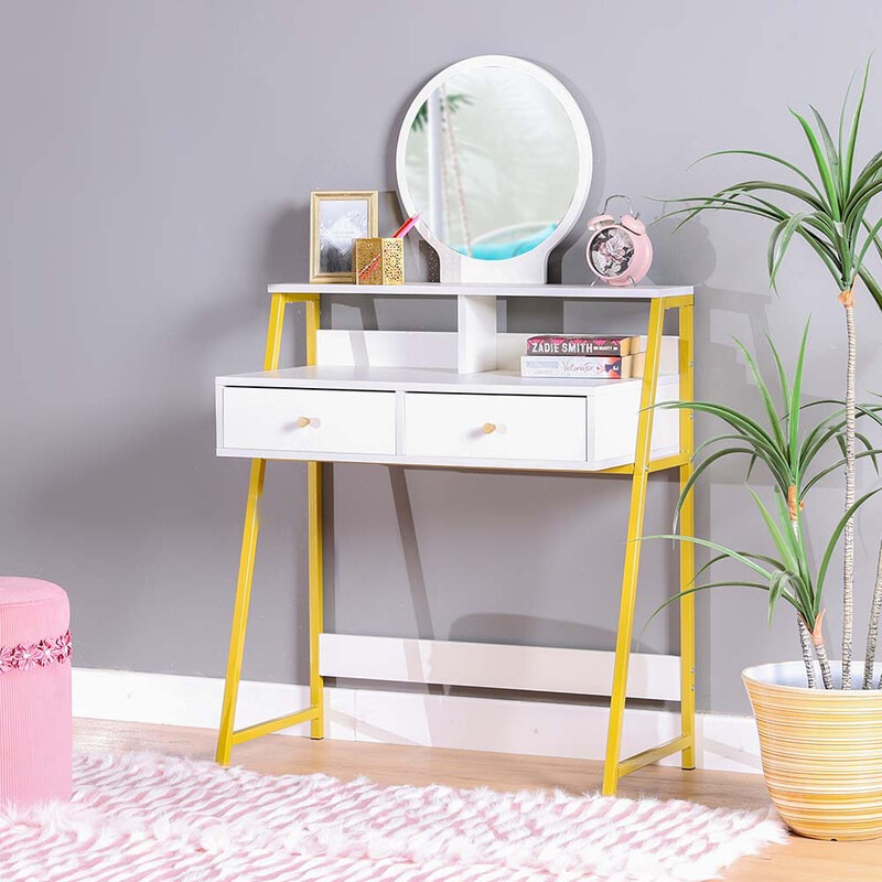 

Danube Home Placida Dresser Table, 80 x 40 x 132cm, White/Golden