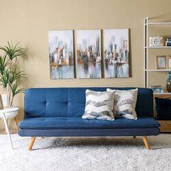 Danube Home Beatrice Three Seater Fabric Sofabed, Dark Blue/Dark Grey