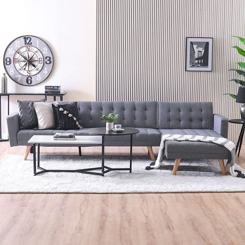 

Danube Home Hendrick 3 Seater Fabric Sofa Bed, Light Grey
