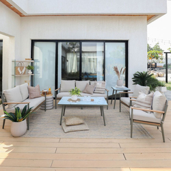 Danube Home Camila 7-Seater Outdoor Sofa Set, 6 Pieces, Beige
