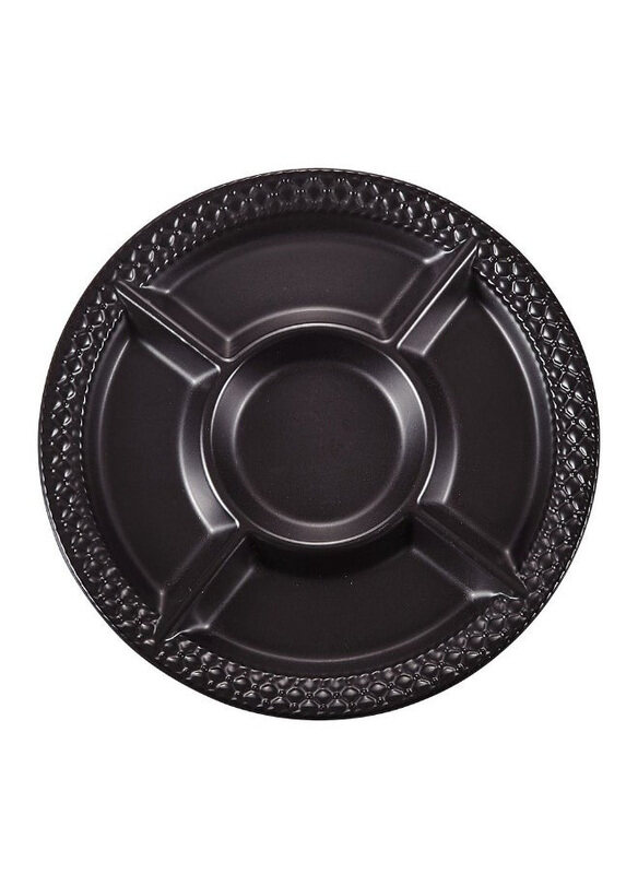 

Danube Home Pristine Embossed 5-Sec Serving Plate, Black