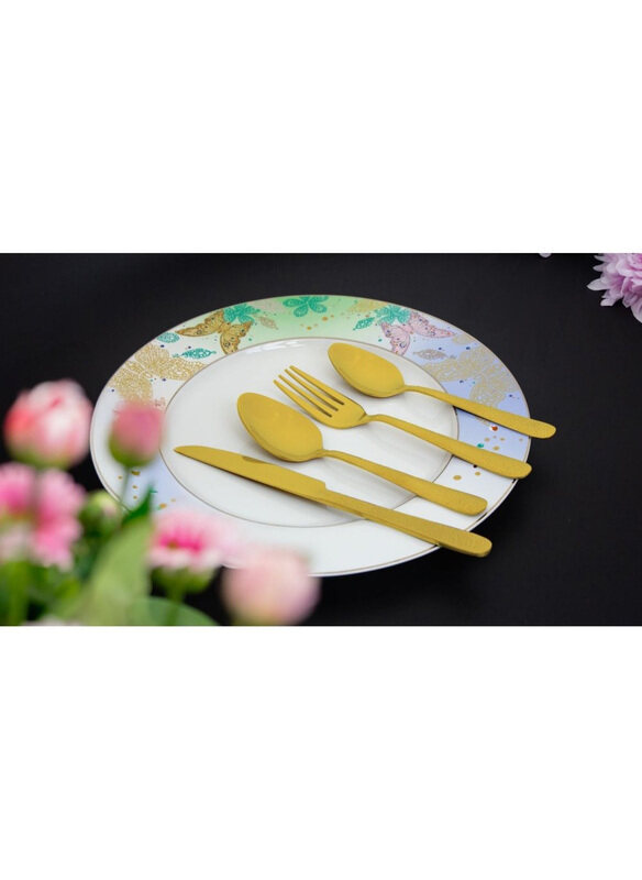 

Danube Home Steelo 24-Piece Hammered Cutlery Set, Gold