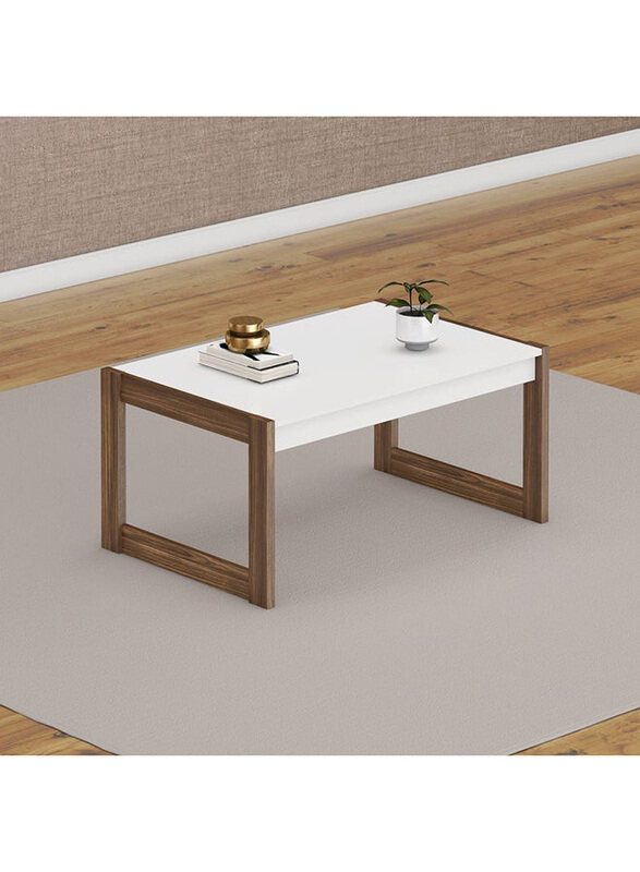 

Danube Home Tarsus Rectangular Modern Furniture Multifunctional Center Table, White/Walnut