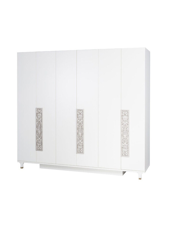 

Danube Home Adelle 6 Door Wardrobe, White/Silver