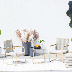Danube Home Aliza 2-Seater Balcony Set with Table, 3 Pieces, Beige