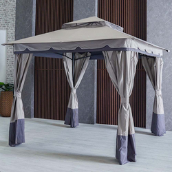 Danube Home Delight Gazebo Steel Frame with Polyester Roof, Grey