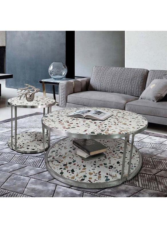 

Danube Home Venveto Round Coffee Table, White Pattern