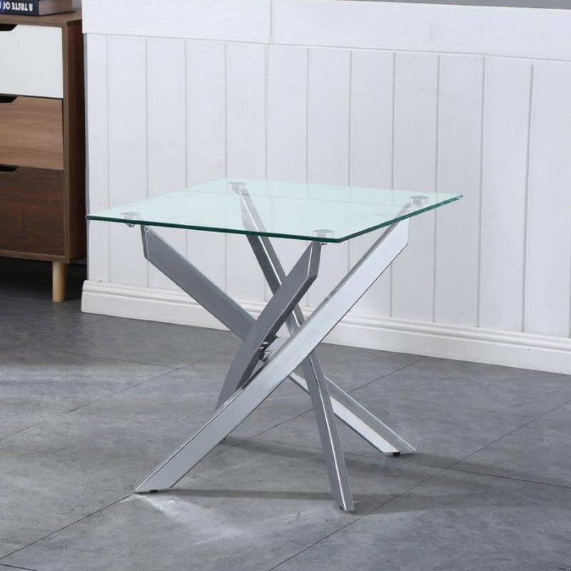 

Danube Home Leonardo End Table, Glass/Chrome