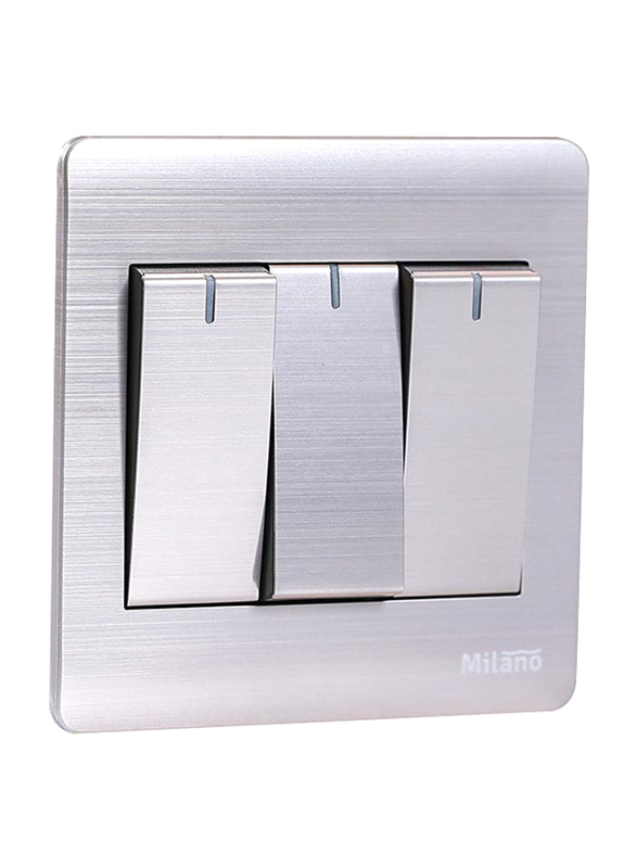 Danube Home Milano 16A 3 Gang 1 Way Switch, Gold