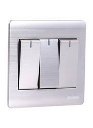 Danube Home Milano 16A 3 Gang 1 Way Switch, Gold