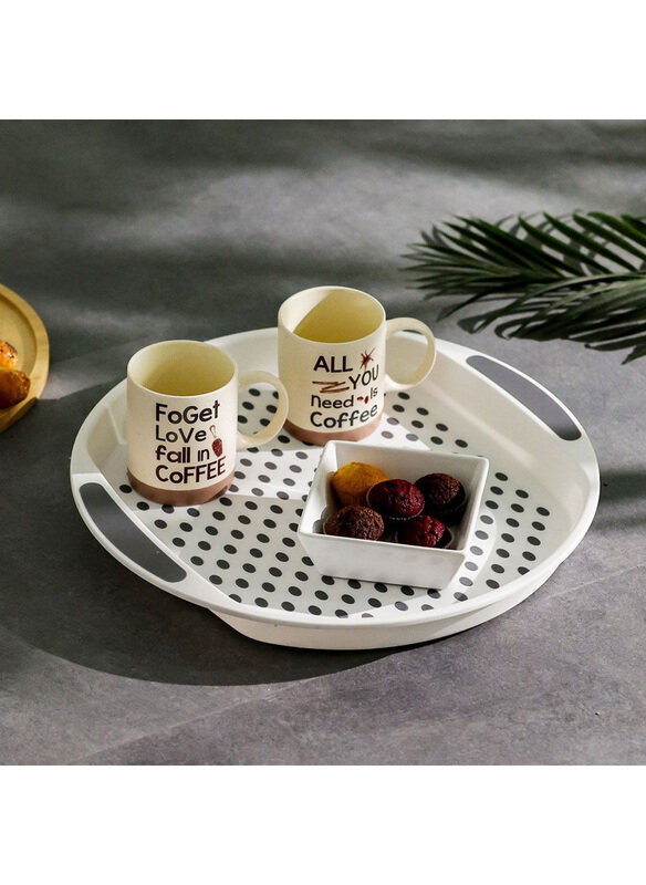 

Danube Home Danube Essential Round Non-Slip Serving Tray, Grey/White