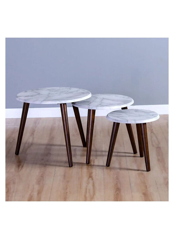 

Danube Home Fillo Multifunctional Nesting Table, 3 Pieces, White/Brown