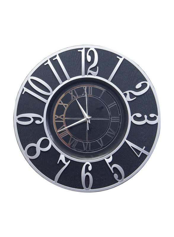 

Danube Home Sahara Modern Design Round Analog Wall Clock, Black