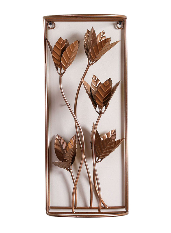 Danube Home Stolpa Willow Leaf Metal Wall Accent, Rose Gold