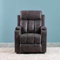 Danube Home Andover 1 Seater Fabric Pushback Recliner, Dark Brown
