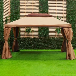 Danube Home New Roma Aluminium Gazebo, Beige/Brown