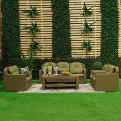 Danube Home Victoria 7 Seater Sofa Set, 5 Pieces, Brown