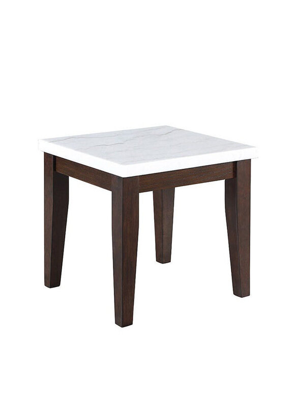 

Danube Home Brody Marble Multi Functional End Table, White/Dark Walnut