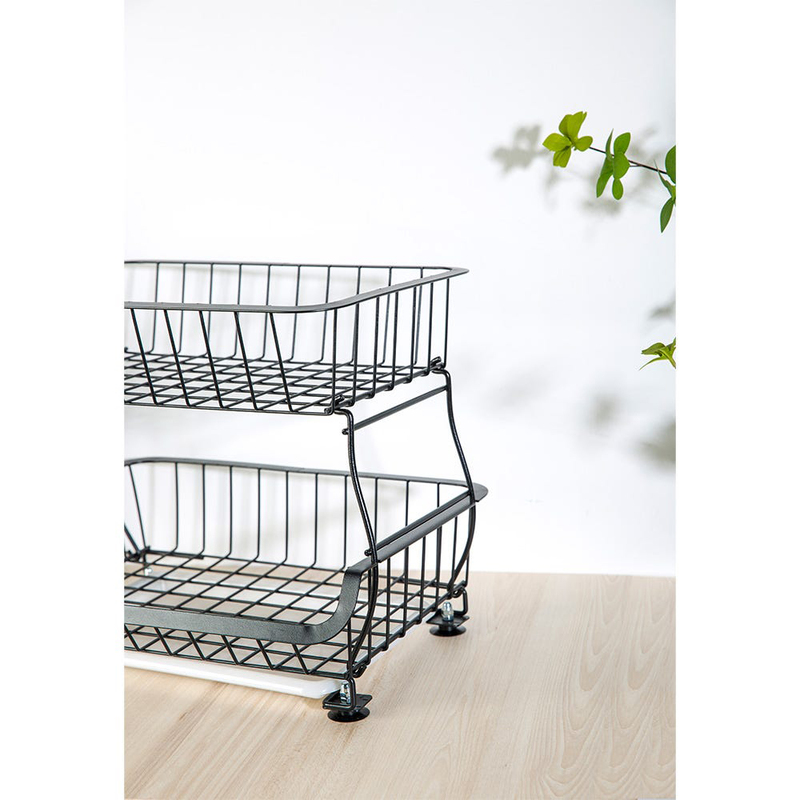 Danube Home Atticus 2 Tier Iron Storage Cart with Tray, Black
