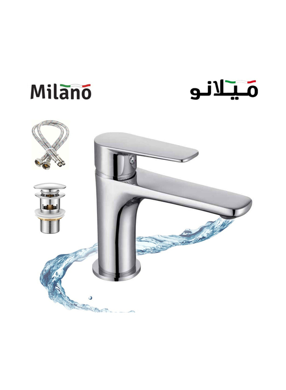 Danube Home Milano Calli Basin Mixer with Pop Up Waste with Brass Single Handle Basin Mixer, Bath Faucet & Sink Faucet, Chrome
